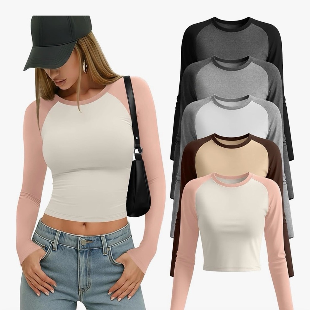 Women's Long Sleeve Color Block Raglan tops.  Colors are as pictured in pic 2.